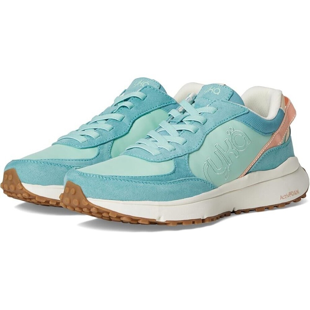 Ryka Jog On Sneakers Womens 7.5 Green Faux Leather Athletic Walking Shoes TF7118